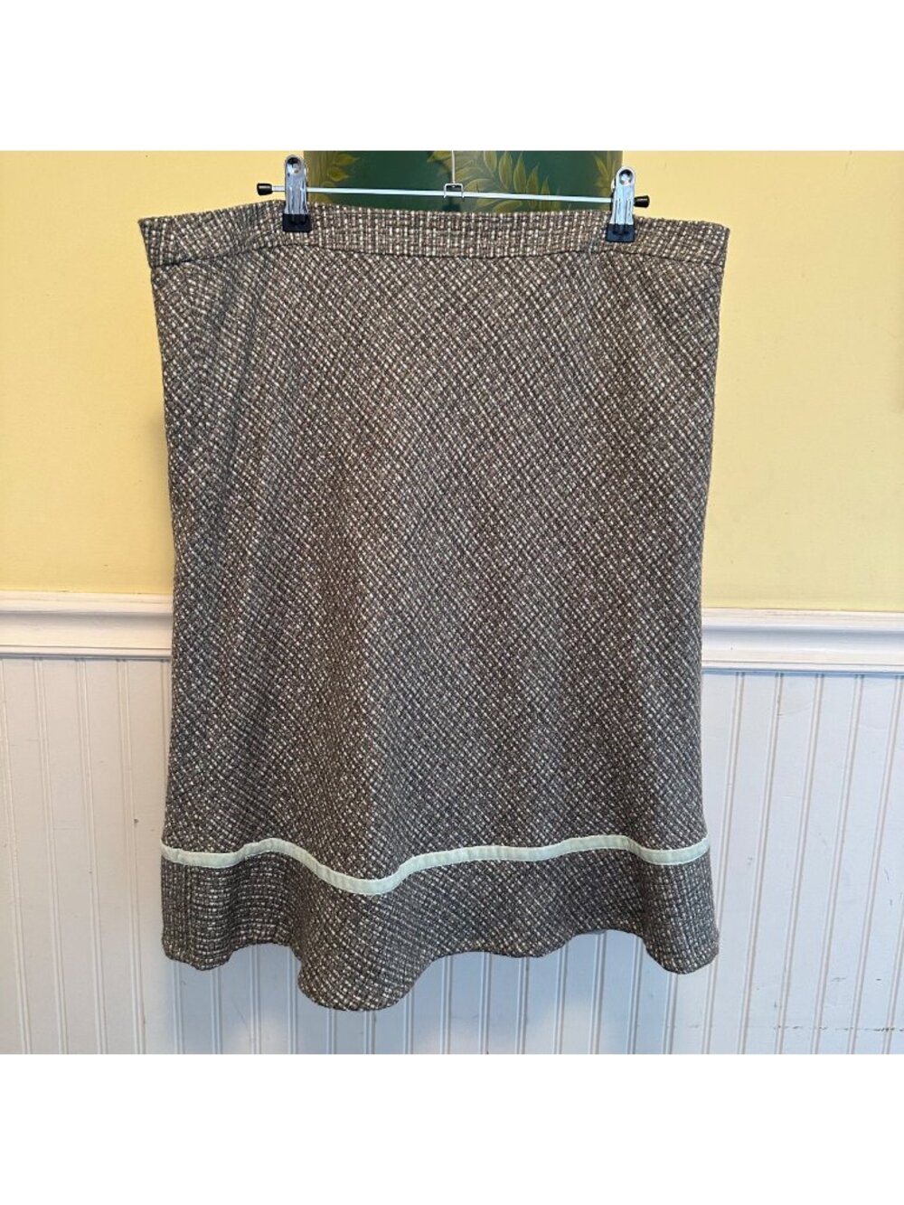 vintage y2k Gap Brown Textured Tweed Skirt 16 Wool Blend